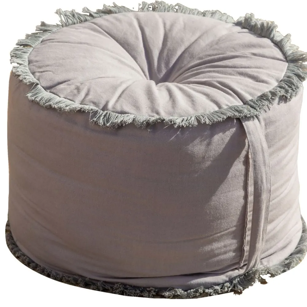 Becquet Pouf frangé< Rideau Et Déco Textile|Décoration Textile Unie