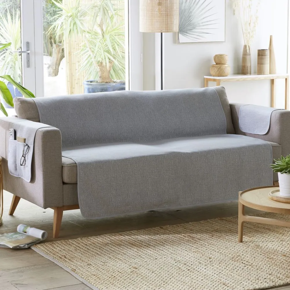 Becquet Protège-fauteuil et canapé universels faux uni< Rideau Et Déco Textile|Décoration Textile Unie