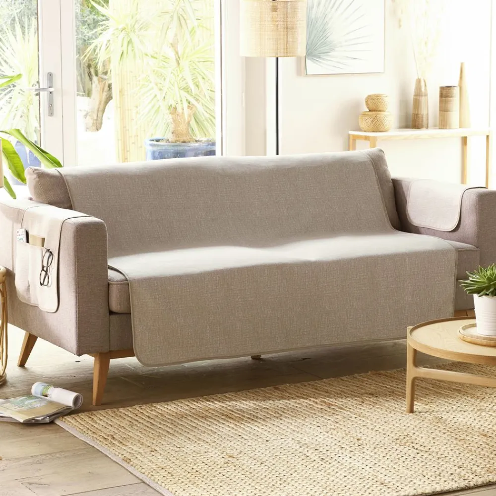 Becquet Protège-fauteuil et canapé universels faux uni< Rideau Et Déco Textile|Décoration Textile Unie