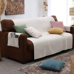 Becquet Protège-fauteuil et protège-canapé universels velours antiglisse - CRÉATION< Rideau Et Déco Textile|Décoration Textile Unie