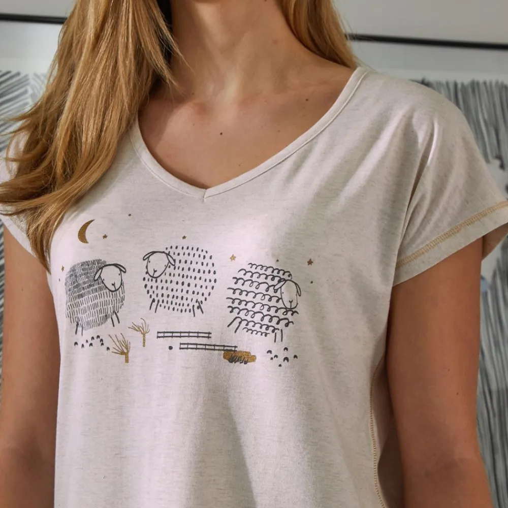 Becquet Pyjama corsaire femme décor moutons - DODO HOMEWEAR<Femme Pyjama Femme|Pyjama, Liquette, Nuisette
