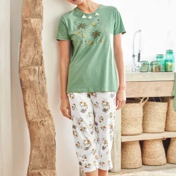 Becquet Pyjama corsaire femme motif tropical< Beauté, Bien-Être|Beauté, Bien-Être
