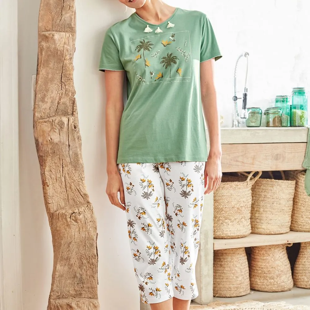 Becquet Pyjama corsaire femme motif tropical< Beauté, Bien-Être|Beauté, Bien-Être