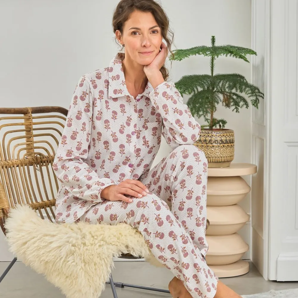 Becquet Pyjama femme jersey motif fleurs et pois<Femme Pyjama Femme|Les Matières