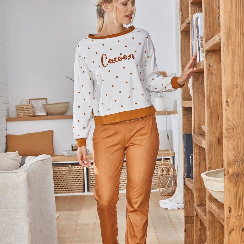 Becquet Pyjama femme velours à pois - CRÉATION<Femme Pyjama Femme|Pyjama, Liquette, Nuisette