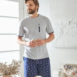 Becquet Pyjama short homme micromotifs marins - DODO HOMEWEAR<Homme Pyjama Homme|Les Matières