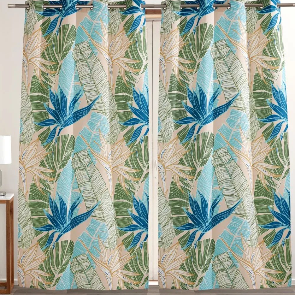 Becquet Rideau motif feuillage exotique - CRÉATION< Rideau Et Déco Textile|Rideau