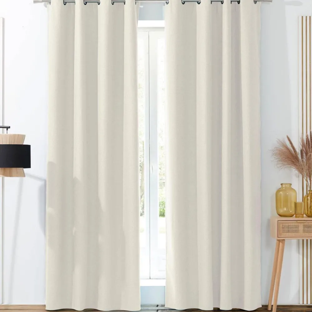 Becquet Rideau occultant phonique natté effet brut - dos polaire< Rideau Et Déco Textile|Décoration Textile Unie