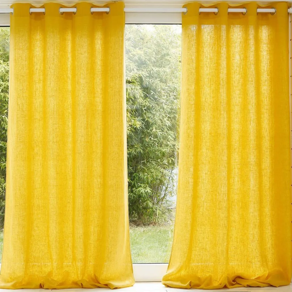 Becquet Rideau uni lin lavé qualité lourde< Rideau Et Déco Textile|Décoration Textile Unie