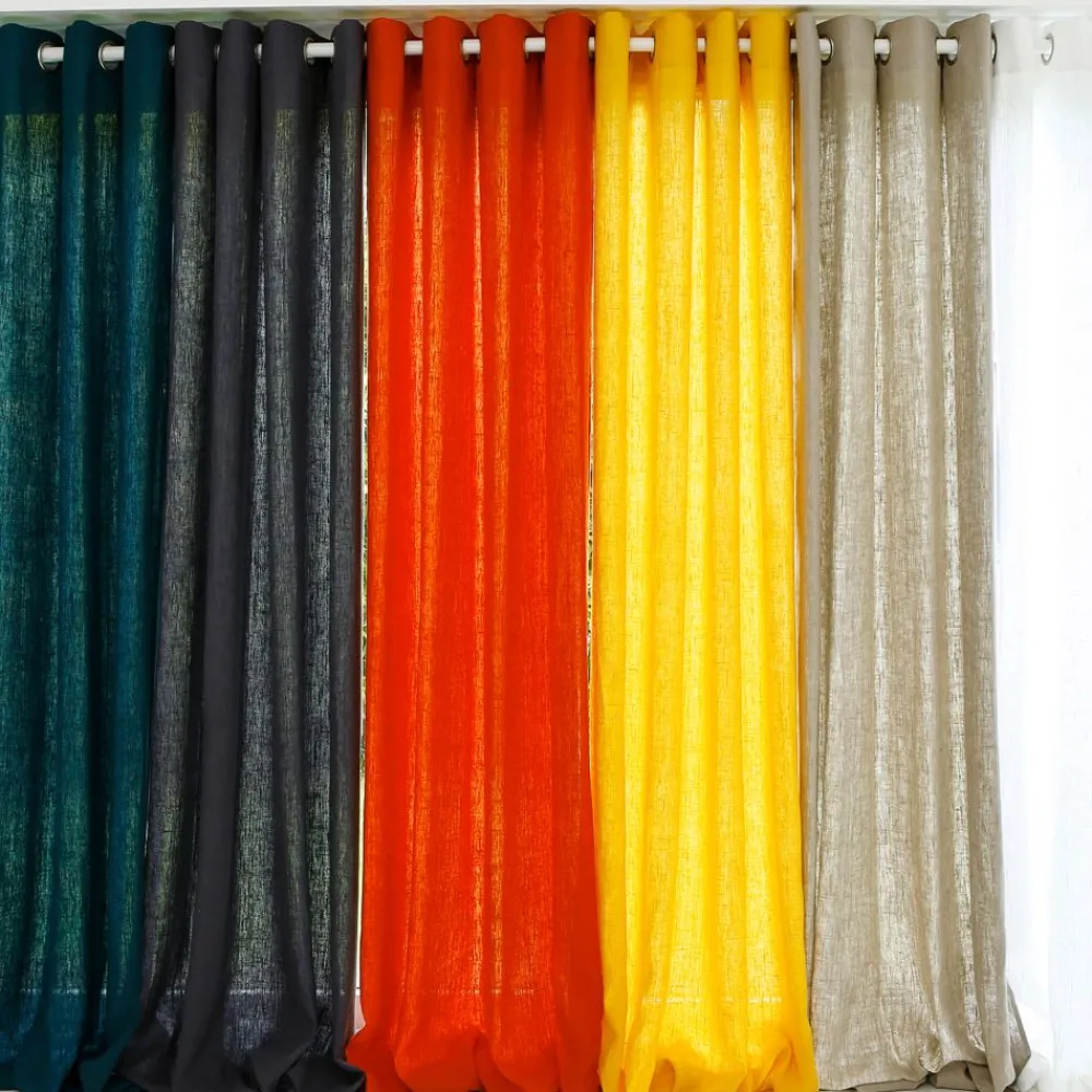 Becquet Rideau uni lin lavé qualité lourde< Rideau Et Déco Textile|Décoration Textile Unie