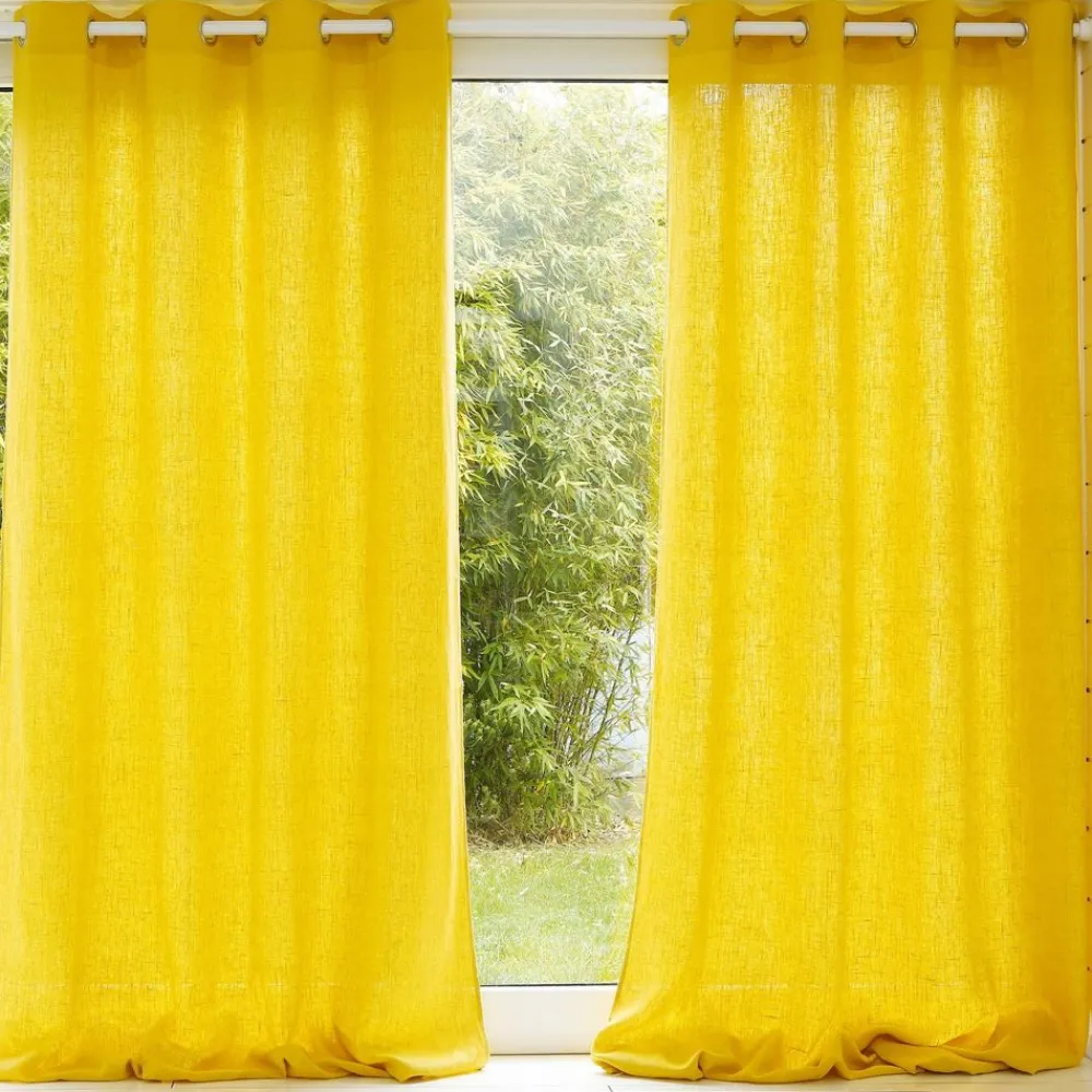 Becquet Rideau uni lin lavé qualité lourde< Rideau Et Déco Textile|Décoration Textile Unie