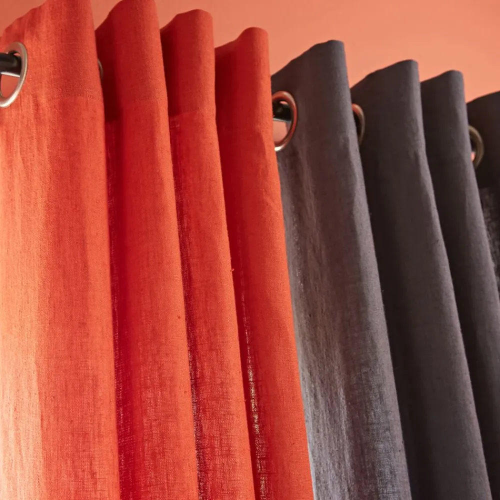 Becquet Rideau uni lin lavé qualité lourde< Rideau Et Déco Textile|Décoration Textile Unie