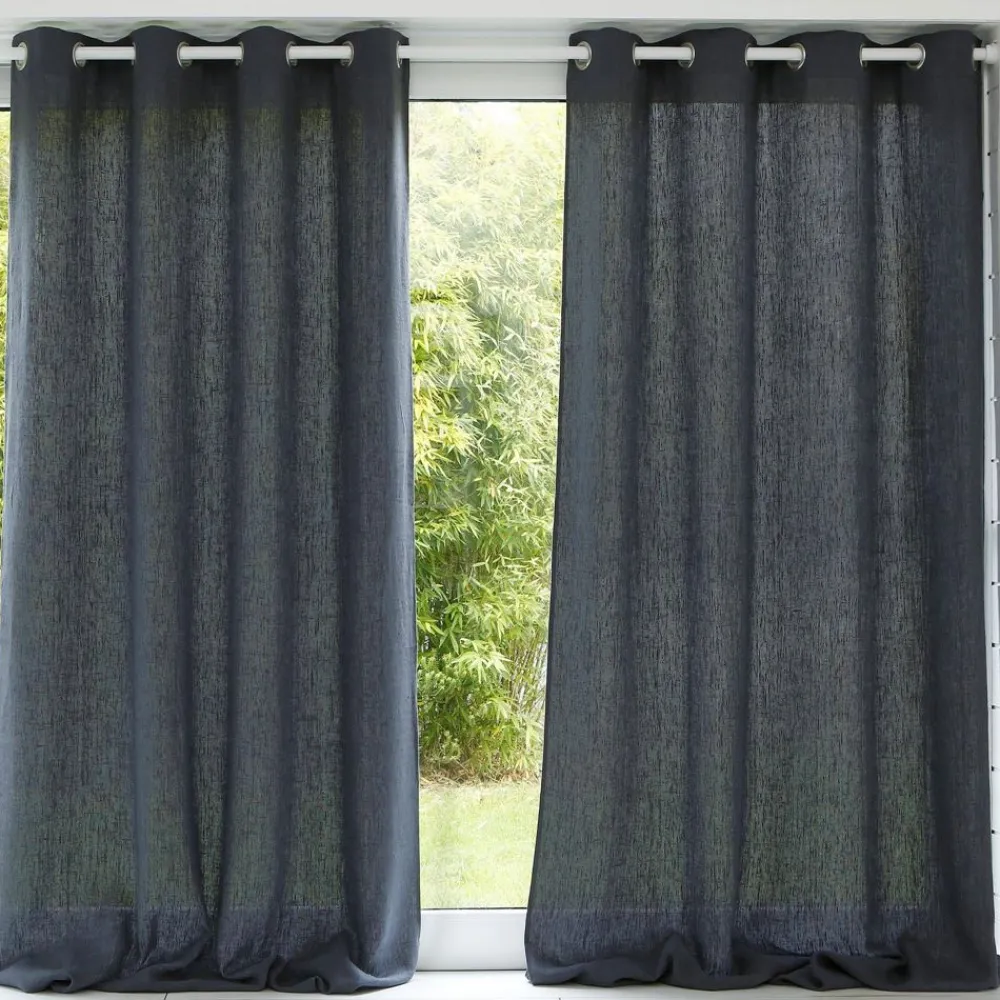 Becquet Rideau uni lin lavé qualité lourde< Rideau Et Déco Textile|Décoration Textile Unie
