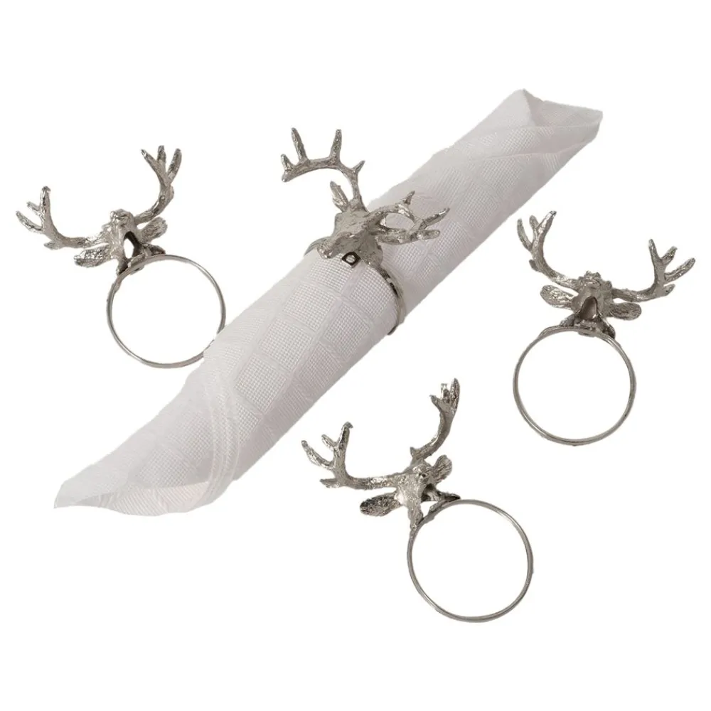 Becquet Ronds de serviette rennes en métal – Lot de 4< Décoration|Art De La Table