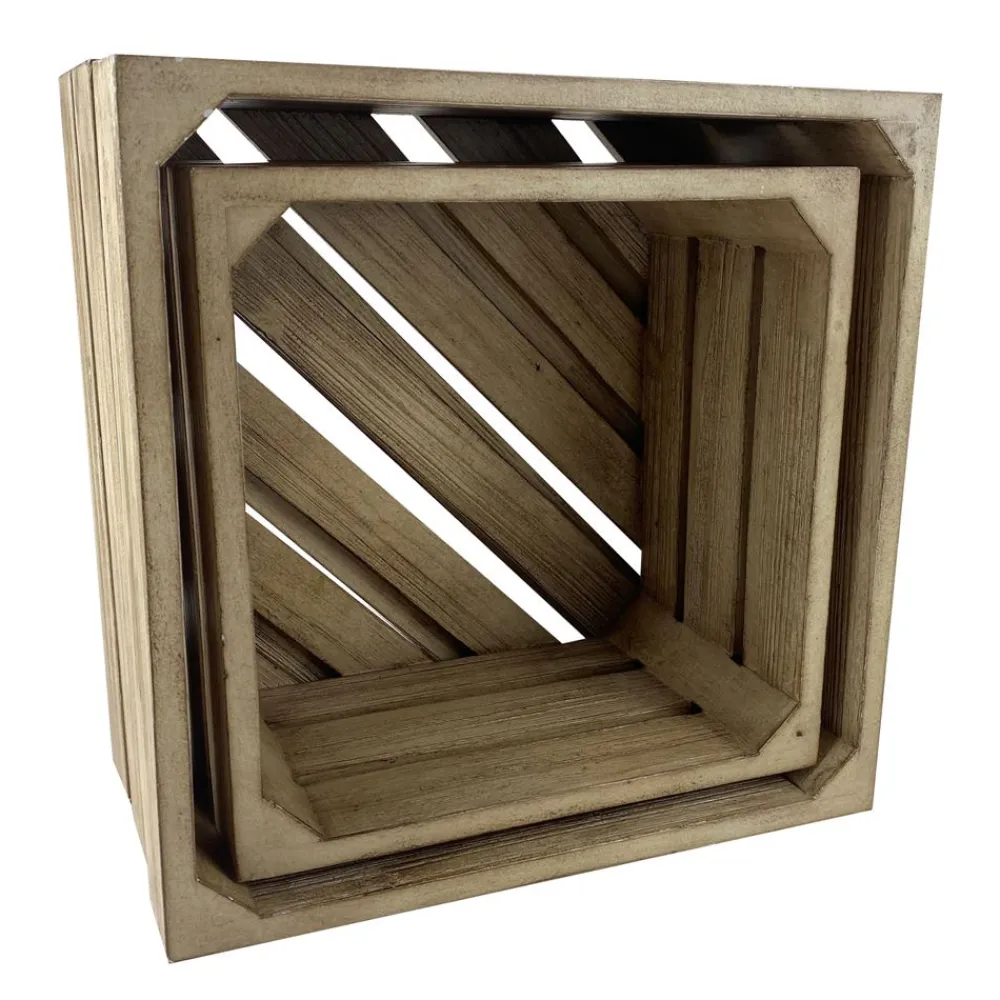 Becquet Set de 2 caisses déco gigognes en bois< Boîte, Panier|Décoration