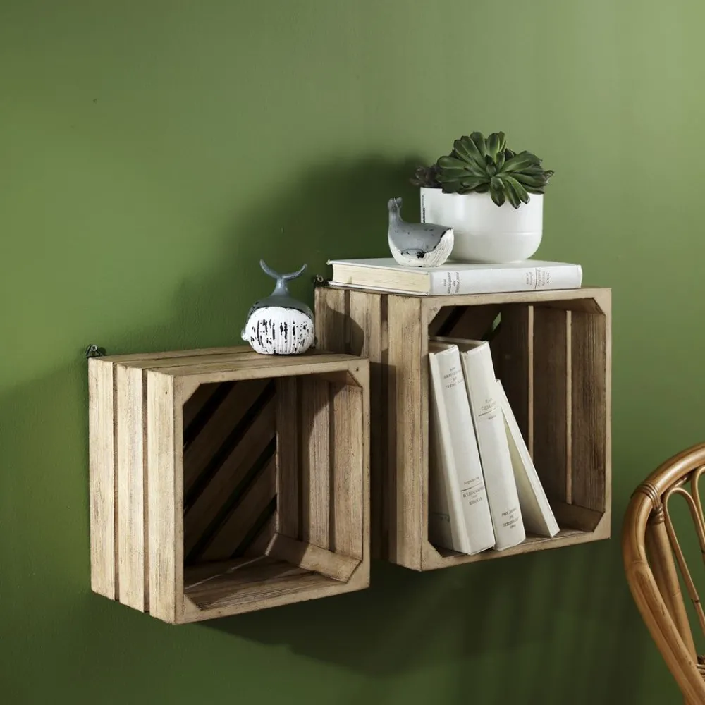 Becquet Set de 2 caisses déco gigognes en bois< Boîte, Panier|Décoration