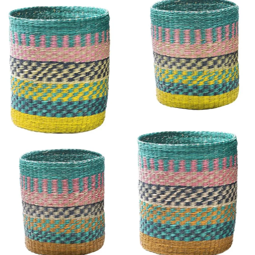 Becquet Set de 2 paniers rayés multicolores< Rangement, Gain De Place|Décoration Enfant, Tapis Enfant