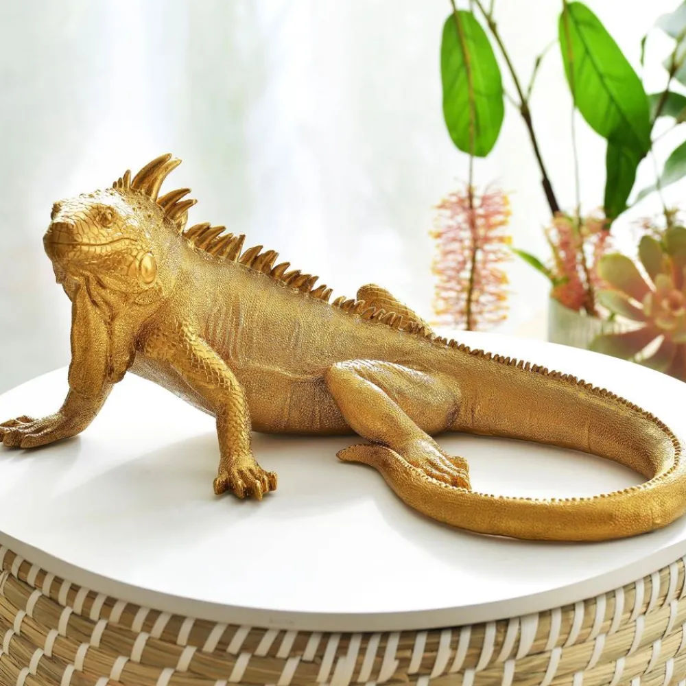 Becquet Statuette iguane doré< Statuette, Figurine|Décoration
