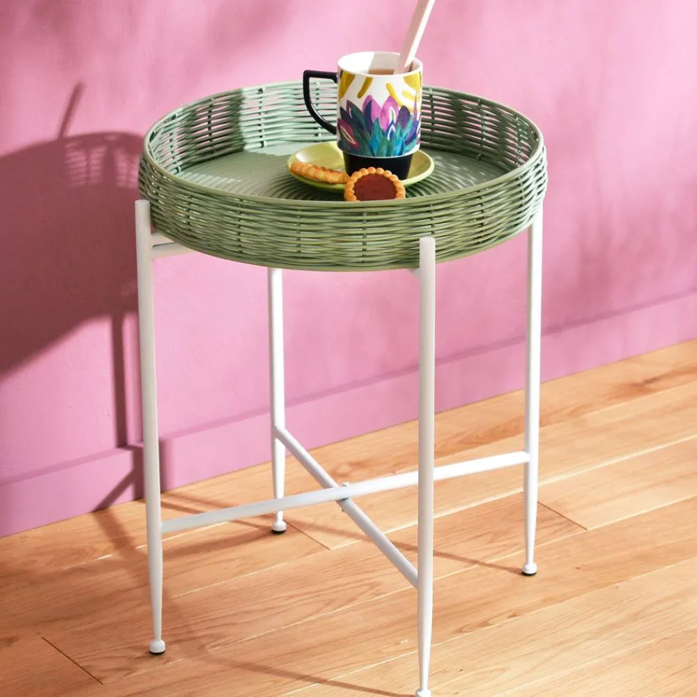 Becquet Table basse ronde blanche et verte< Meuble, Étagère|Décoration