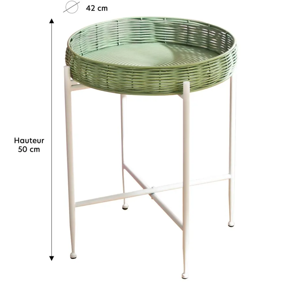Becquet Table basse ronde blanche et verte< Meuble, Étagère|Décoration
