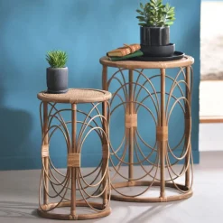 Becquet Table ronde en rotin< Meuble, Étagère|Décoration