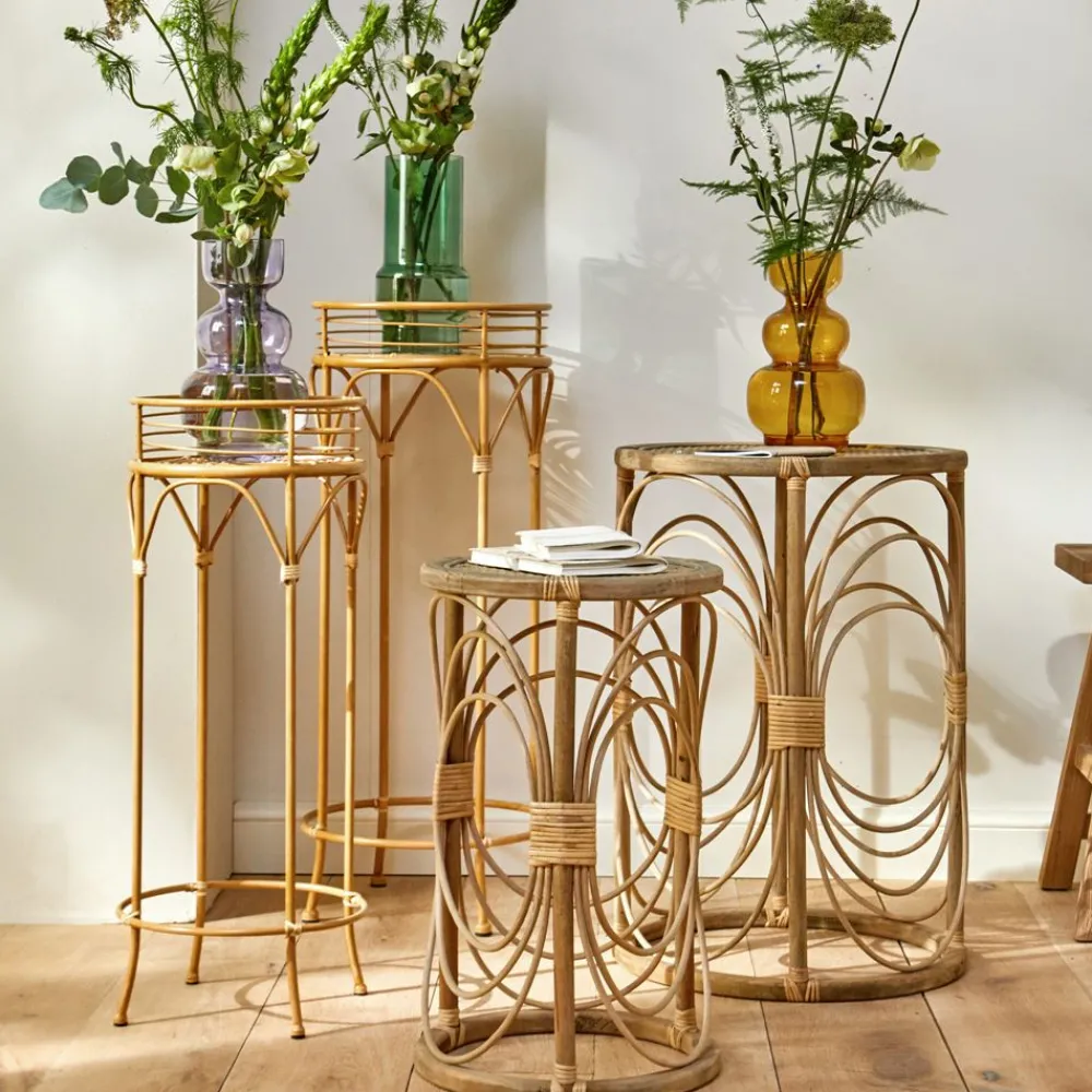 Becquet Table ronde en rotin< Meuble, Étagère|Décoration