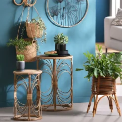 Becquet Table ronde en rotin< Meuble, Étagère|Décoration