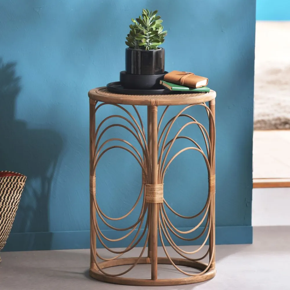 Becquet Table ronde en rotin< Meuble, Étagère|Décoration