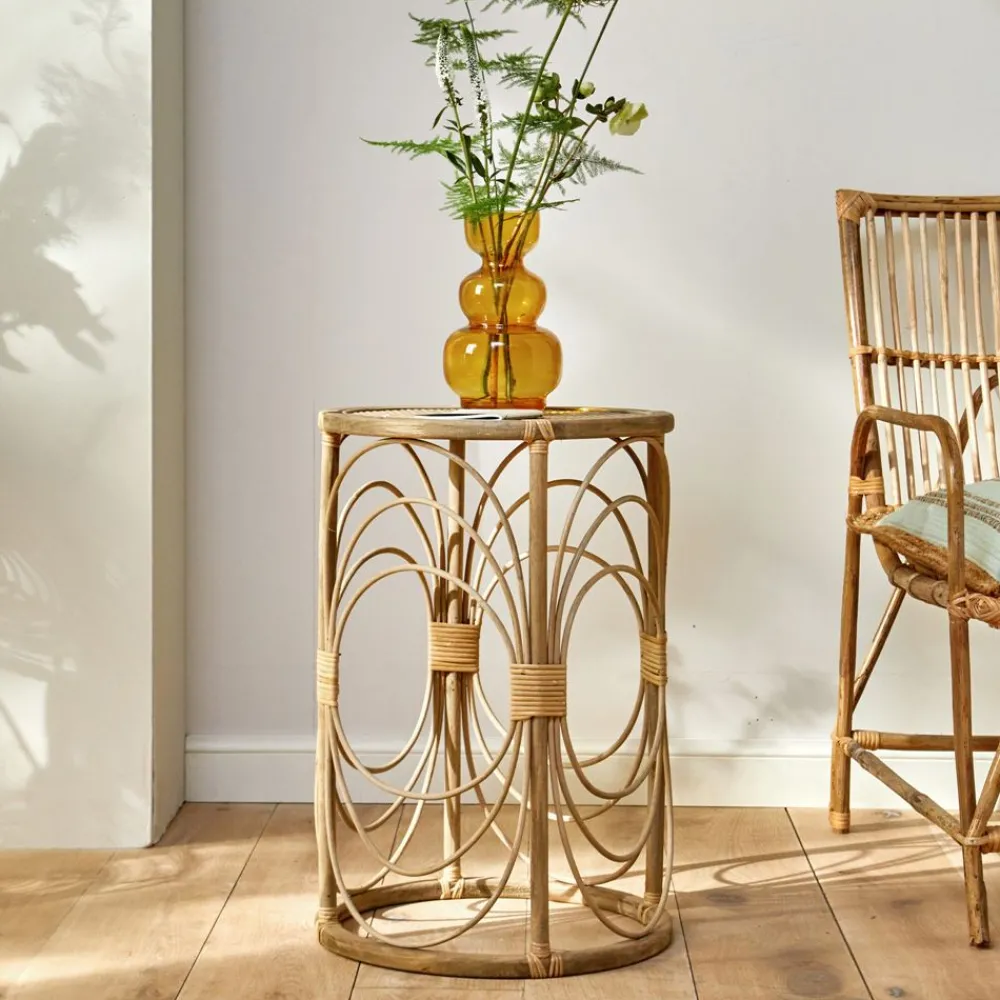 Becquet Table ronde en rotin< Meuble, Étagère|Décoration