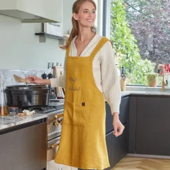 Becquet Tablier de cuisine mixte japonais en lin lavé personnalisable< Idées Cuisine|Idées Cuisine