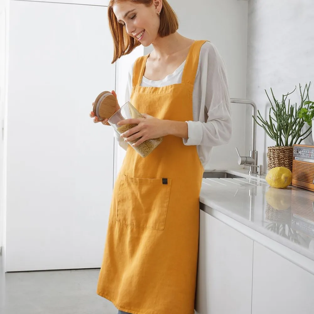 Becquet Tablier de cuisine mixte japonais en lin lavé personnalisable< Idées Cuisine|Idées Cuisine