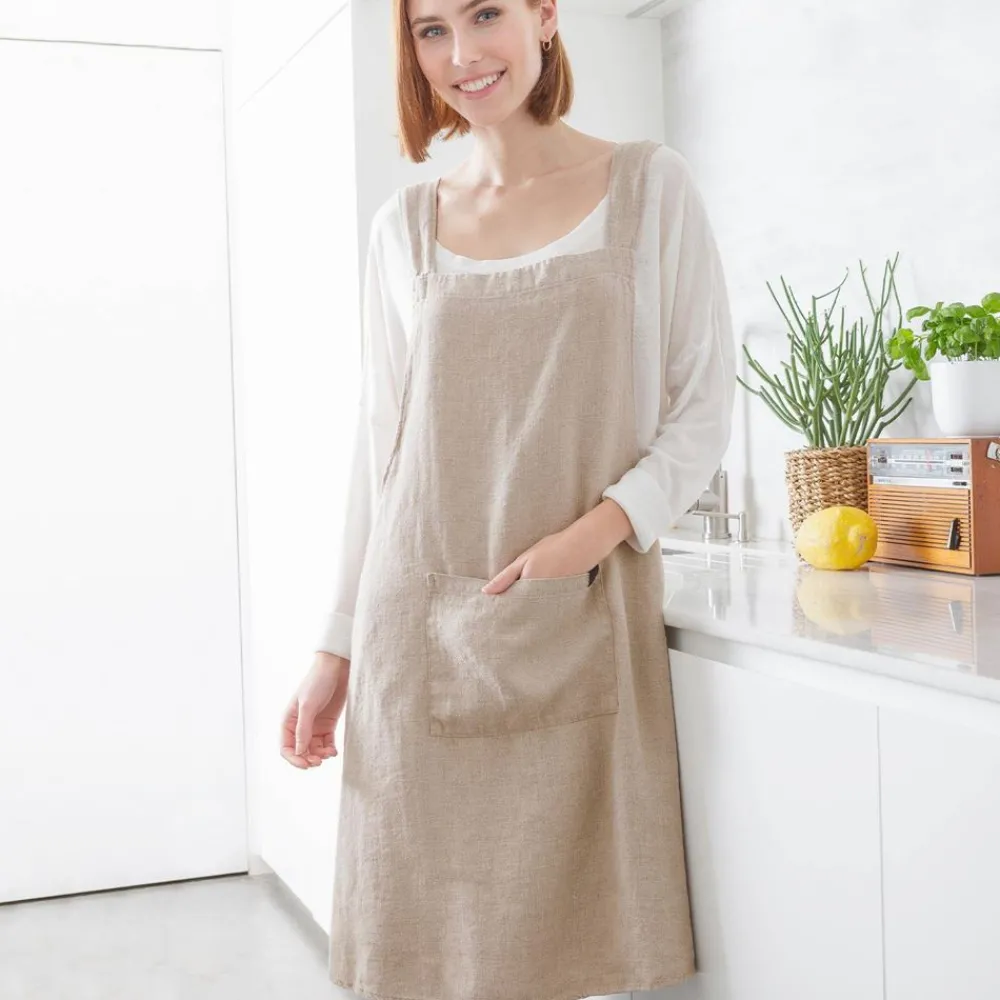 Becquet Tablier de cuisine mixte japonais en lin lavé personnalisable< Idées Cuisine|Idées Cuisine