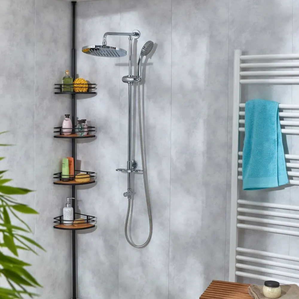 Becquet Étagère de douche télescopique inox et bambou< Accessoires De Salle De Bain|Idées Salle De Bain