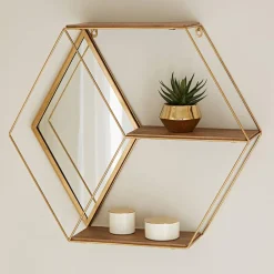 Becquet Étagère hexagonale en bois et métal< Décoration Murale|Décoration