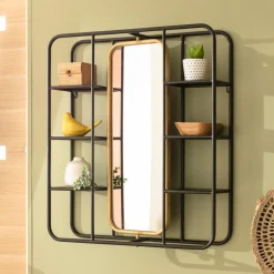Becquet Étagère murale avec miroir pivotant< Rangement, Gain De Place|Meuble, Étagère