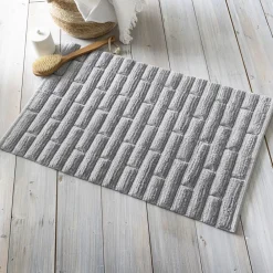 Becquet Tapis de bain en coton antidérapant motif briques< Tapis De Bain, Tapis De Douche|Les Matières
