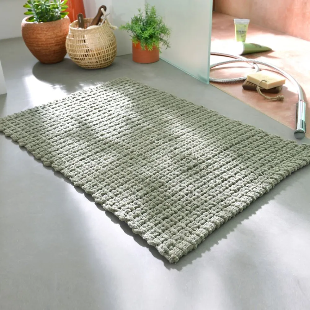 Becquet Tapis de bain tressé bi-matière coton/fil chenille - Doux et absorbant< Tapis De Bain, Tapis De Douche|Les Matières