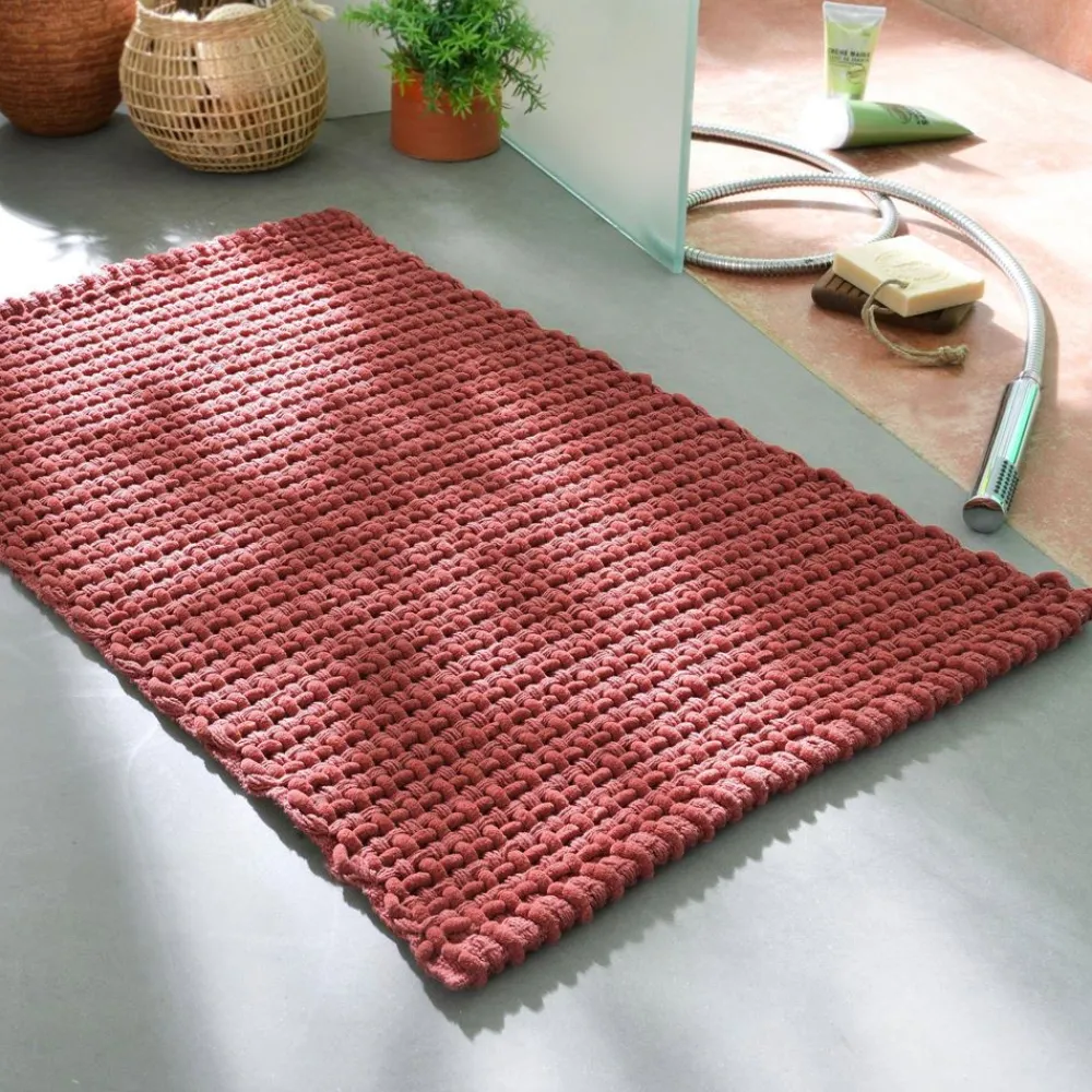 Becquet Tapis de bain tressé bi-matière coton/fil chenille - Doux et absorbant< Tapis De Bain, Tapis De Douche|Les Matières