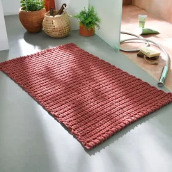 Becquet Tapis de bain tressé bi-matière coton/fil chenille - Doux et absorbant< Tapis De Bain, Tapis De Douche|Les Matières