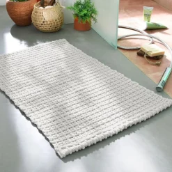 Becquet Tapis de bain tressé bi-matière coton/fil chenille - Doux et absorbant< Tapis De Bain, Tapis De Douche|Les Matières