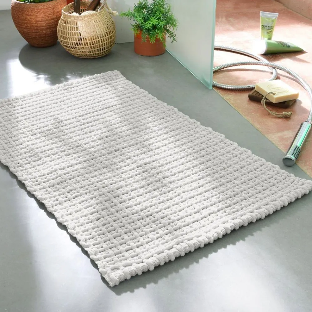 Becquet Tapis de bain tressé bi-matière coton/fil chenille - Doux et absorbant< Tapis De Bain, Tapis De Douche|Les Matières