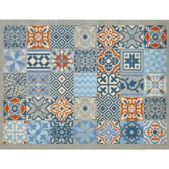 Becquet Tapis de protection en vinyle motif carreaux de ciment< Tapis D'Entrée, Tapis De Cuisine