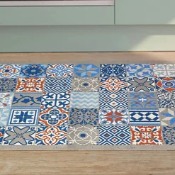 Becquet Tapis de protection en vinyle motif carreaux de ciment< Tapis D'Entrée, Tapis De Cuisine