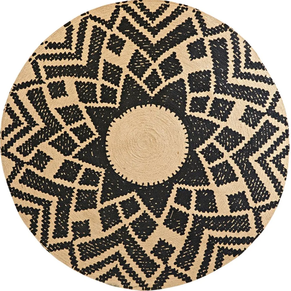 Becquet Tapis rond en jute motif rosace< Rideau Et Déco Textile|Tapis