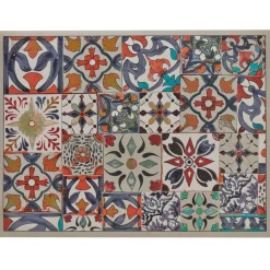 Becquet Tapis vinyle carreaux de ciment colorés< Tapis D'Entrée, Tapis De Cuisine