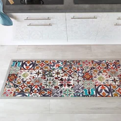 Becquet Tapis vinyle carreaux de ciment colorés< Tapis D'Entrée, Tapis De Cuisine