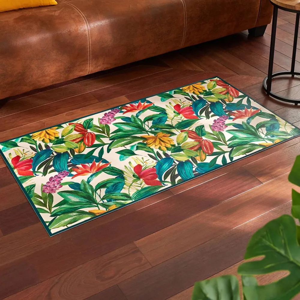 Becquet Tapis vinyle fleurs multicolores - CRÉATION< Tapis D'Entrée, Tapis De Cuisine