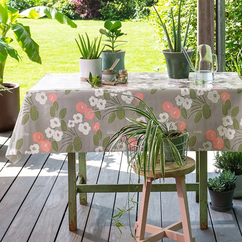 Becquet Toile cirée à fleurs blanches et roses< Toile Cirée|Nappe Fantaisie