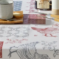 Becquet Toile cirée motif poules< Toile Cirée|Nappe Fantaisie