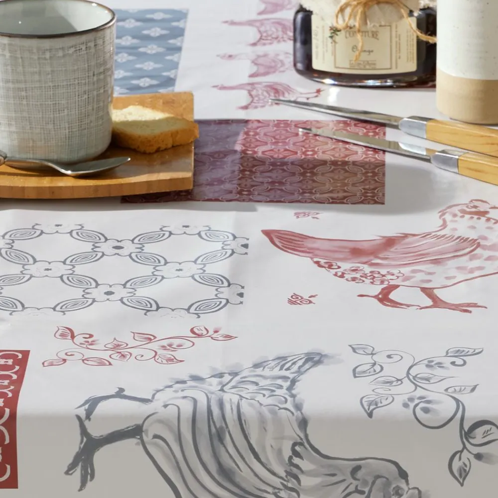 Becquet Toile cirée motif poules< Toile Cirée|Nappe Fantaisie